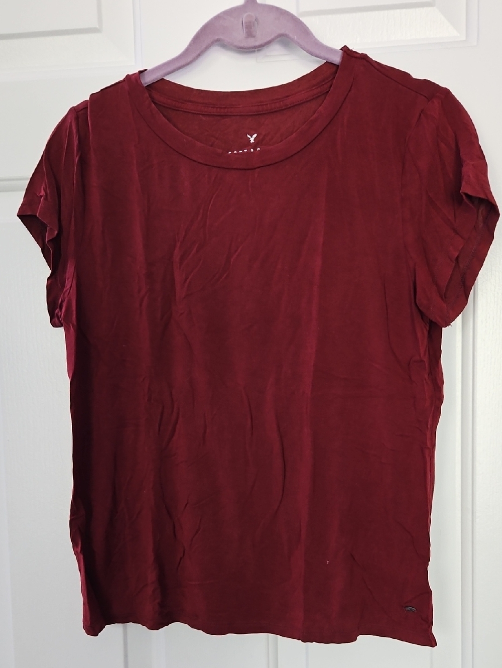 American Eagle Outfitters Women's Short Sleeve Crew Tee - Burgundy